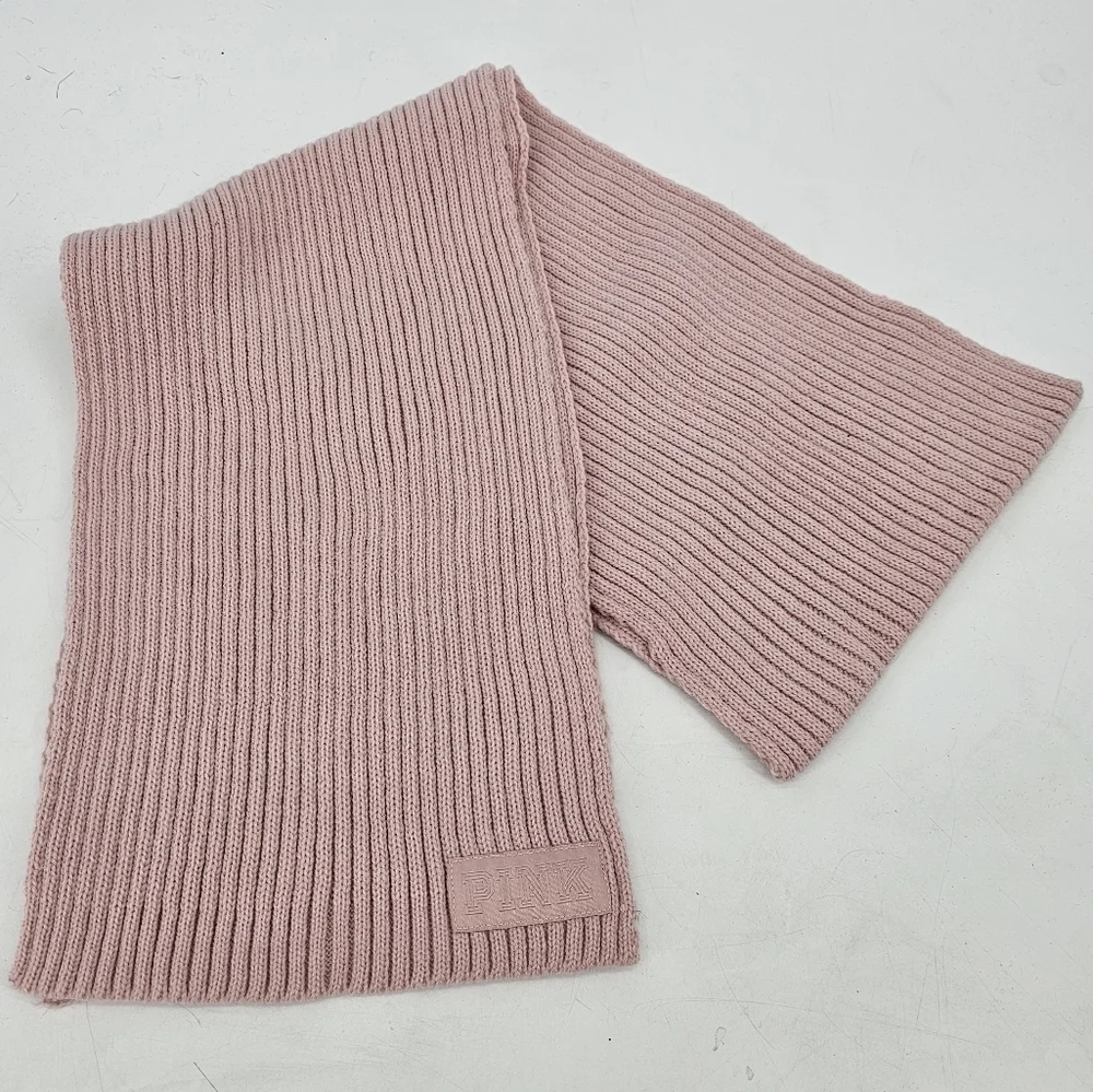 PINK Victorias Secret Pastel Pink Chunky Knit Winter Soft Cozy Scarf 66x8 Ski